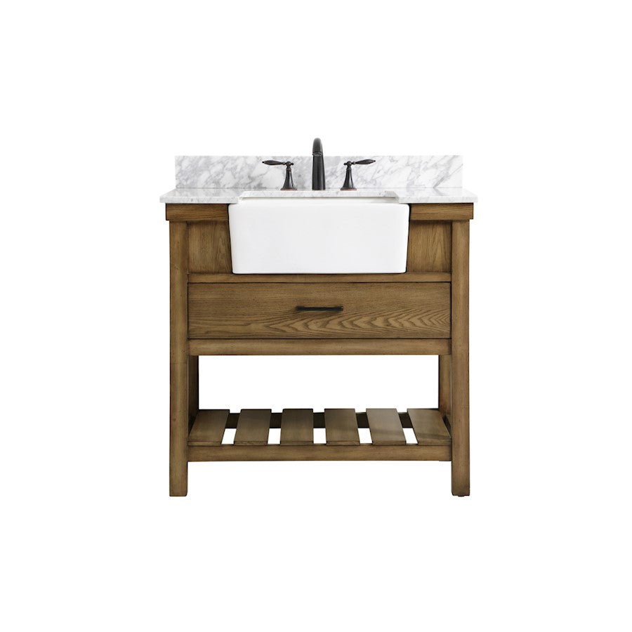 Elegant Clement 36" Single Bathroom Vanity, Driftwood/Backsplash - VF60136DW-BS