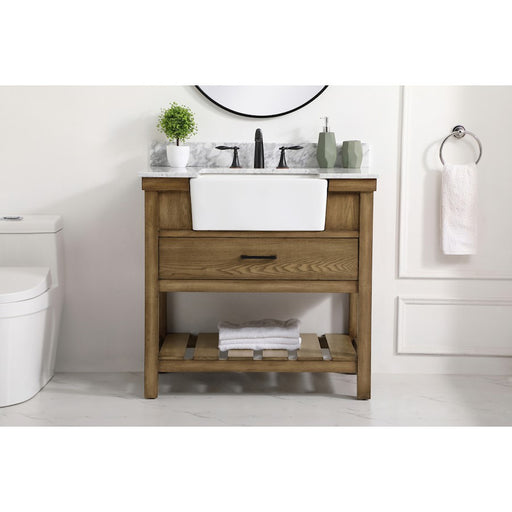 Elegant Clement 36" Single Bathroom Vanity, Driftwood/Backsplash