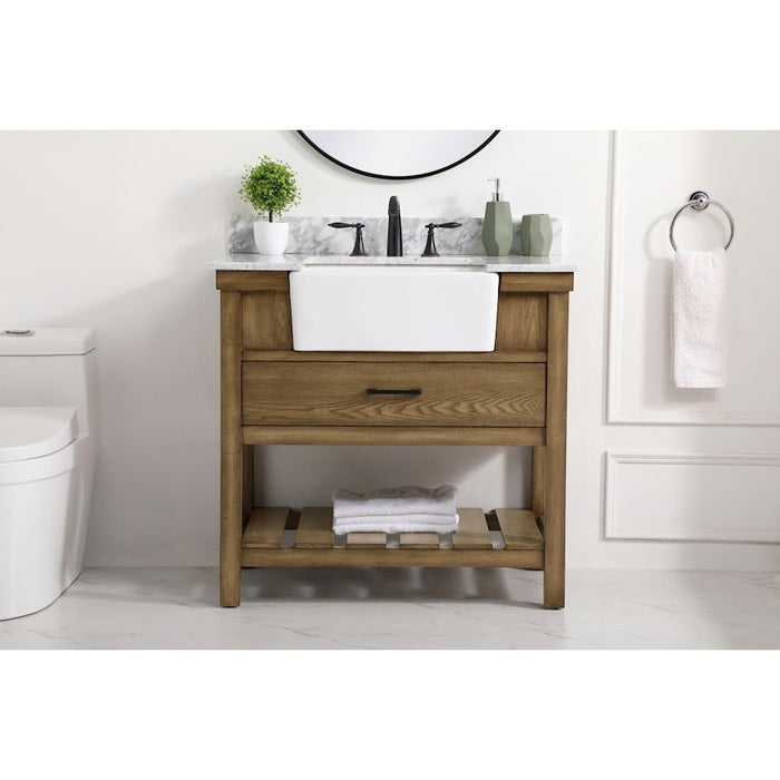 Elegant Clement 36" Single Bathroom Vanity, Driftwood/Backsplash