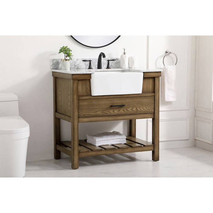Elegant Clement 36" Single Bathroom Vanity, Driftwood/Backsplash