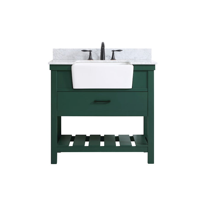 Elegant Clement 36" Single Bathroom Vanity, Green/Backsplash - VF60136GN-BS