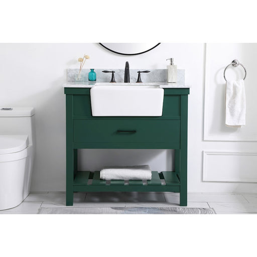 Elegant Clement 36" Single Bathroom Vanity, Green/Backsplash