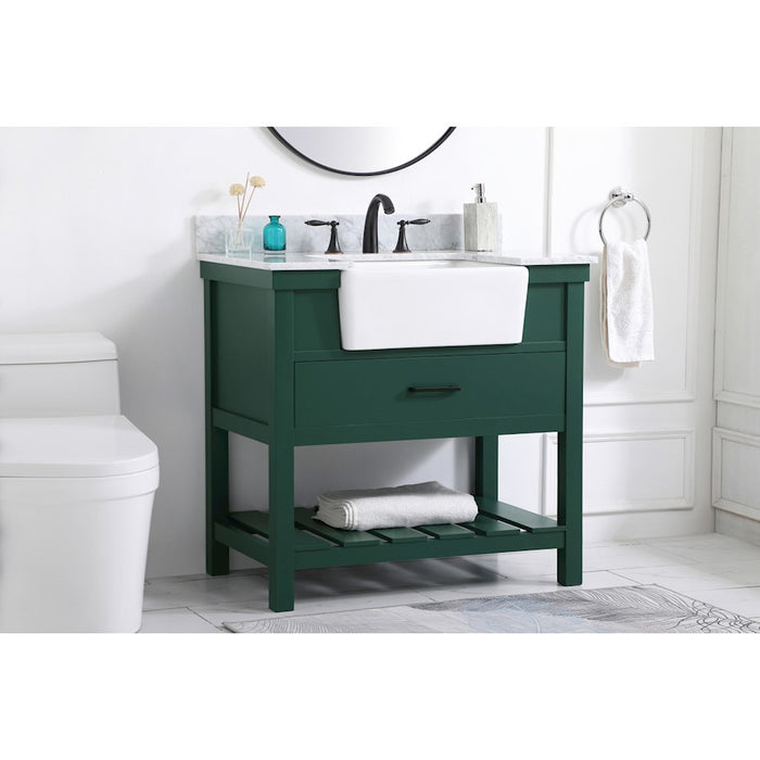 Elegant Clement 36" Single Bathroom Vanity, Green/Backsplash