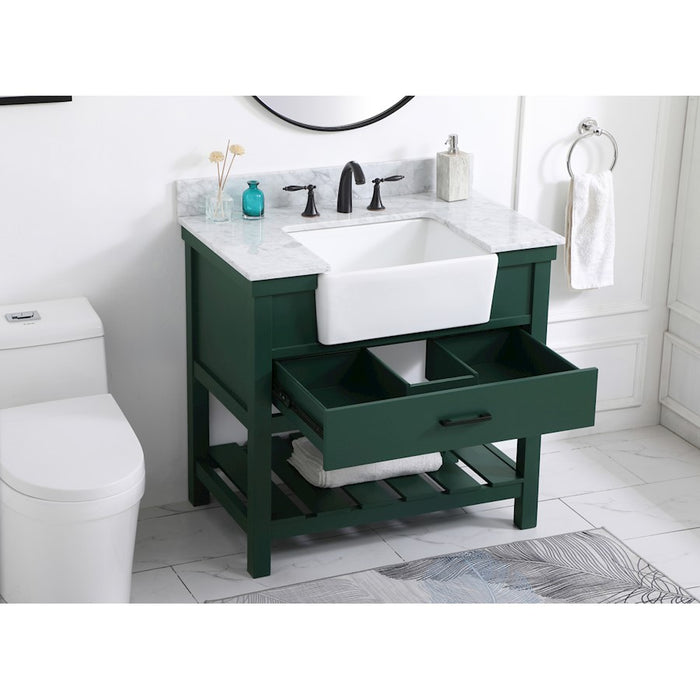 Elegant Clement 36" Single Bathroom Vanity, Green/Backsplash