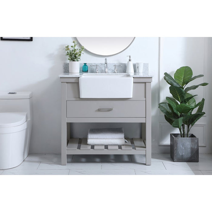 Elegant Clement 36" Single Bathroom Vanity, Grey/Backsplash