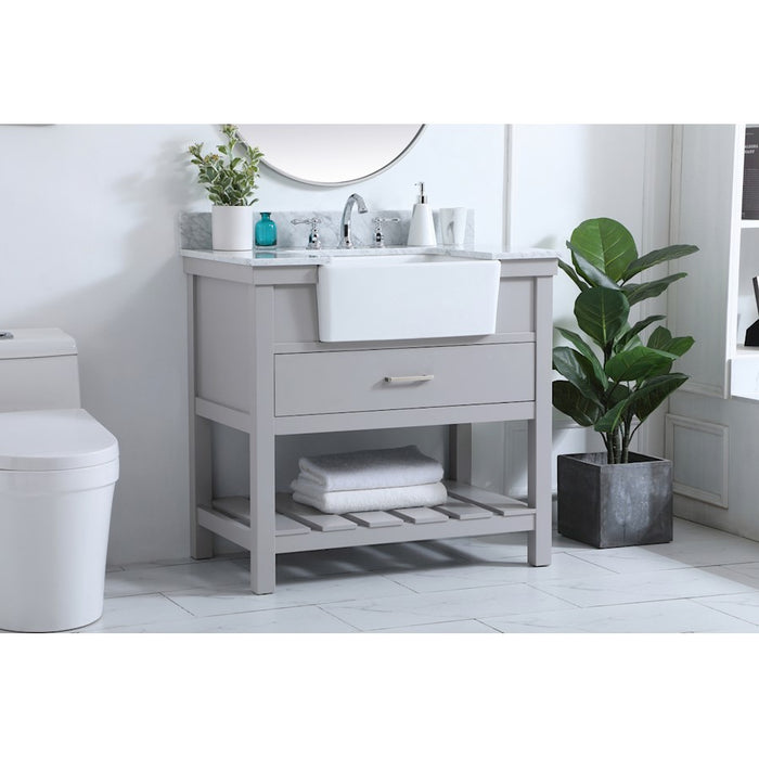 Elegant Clement 36" Single Bathroom Vanity, Grey/Backsplash