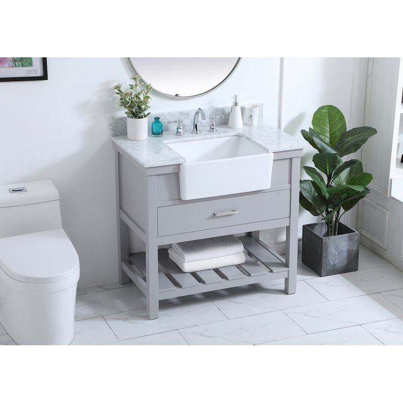 Elegant Clement 36" Single Bathroom Vanity, Grey/Backsplash