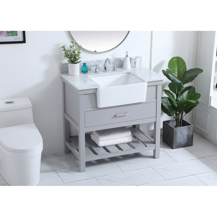 Elegant Clement 36" Single Bathroom Vanity, Grey/Backsplash