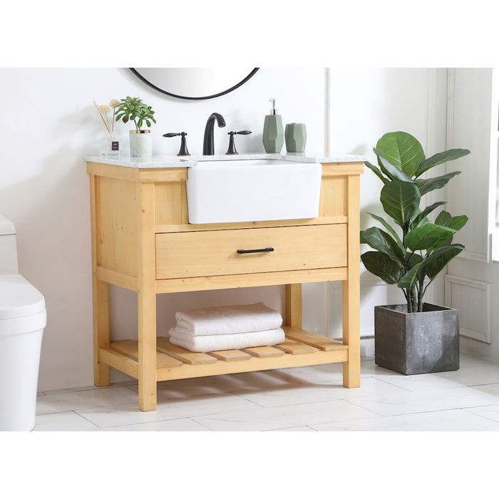 Elegant Clement 36" Single Bathroom Vanity, Natural Wood