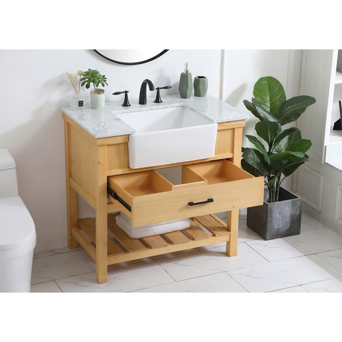 Elegant Clement 36" Single Bathroom Vanity, Natural Wood