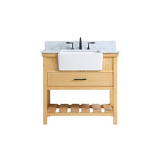 Elegant Clement 36" Single Vanity, Natural Wood/Backsplash - VF60136NW-BS