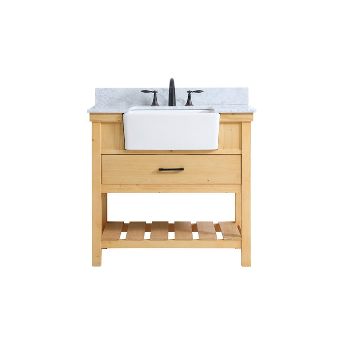 Elegant Clement 36" Single Vanity, Natural Wood/Backsplash - VF60136NW-BS