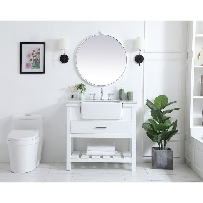 Elegant Clement 36" Single Vanity, Natural Wood/Backsplash