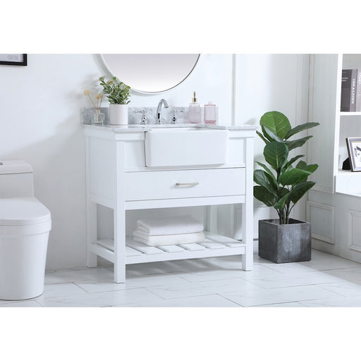 Elegant Clement 36" Single Bathroom Vanity, White/Backsplash