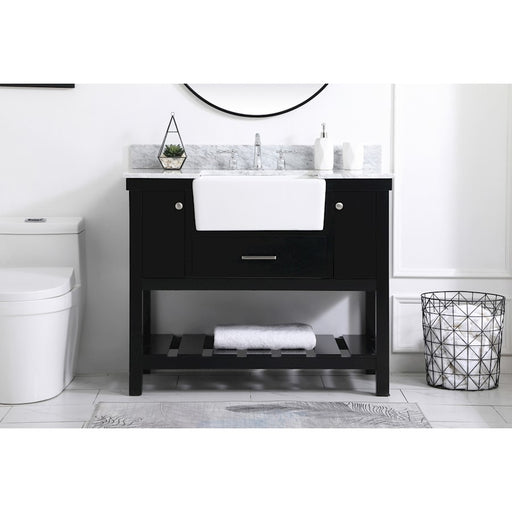Elegant Clement 42" Single Bathroom Vanity, Black/Backsplash