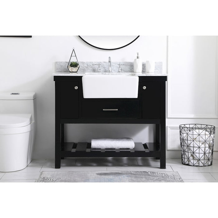 Elegant Clement 42" Single Bathroom Vanity, Black/Backsplash