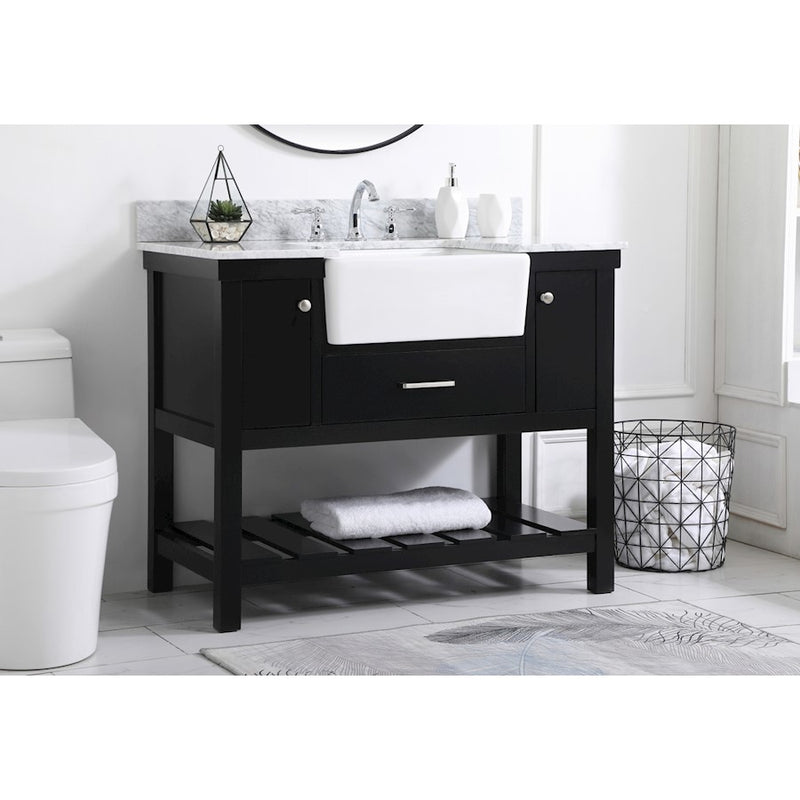 Elegant Clement 42" Single Bathroom Vanity, Black/Backsplash