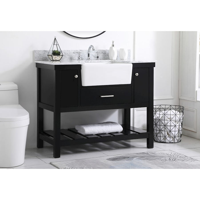 Elegant Clement 42" Single Bathroom Vanity, Black/Backsplash