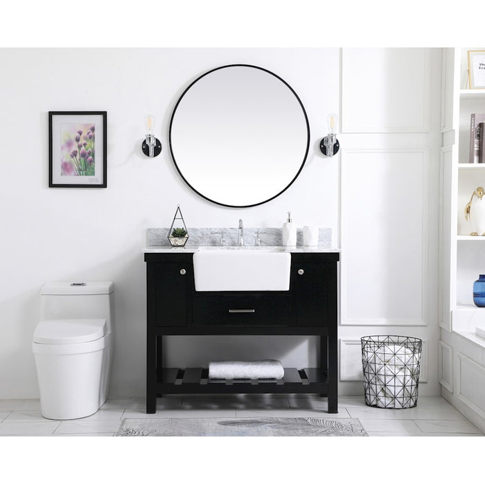 Elegant Clement 42" Single Bathroom Vanity, Black/Backsplash