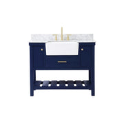 Elegant Clement 42" Single Bathroom Vanity, Blue/Backsplash - VF60142BL-BS