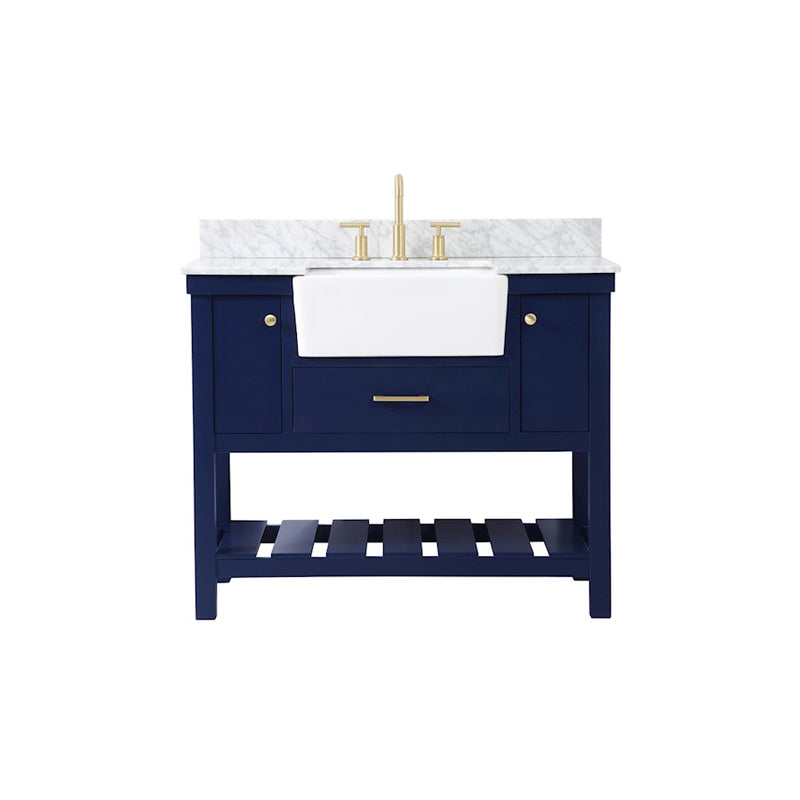 Elegant Clement 42" Single Bathroom Vanity, Blue/Backsplash - VF60142BL-BS