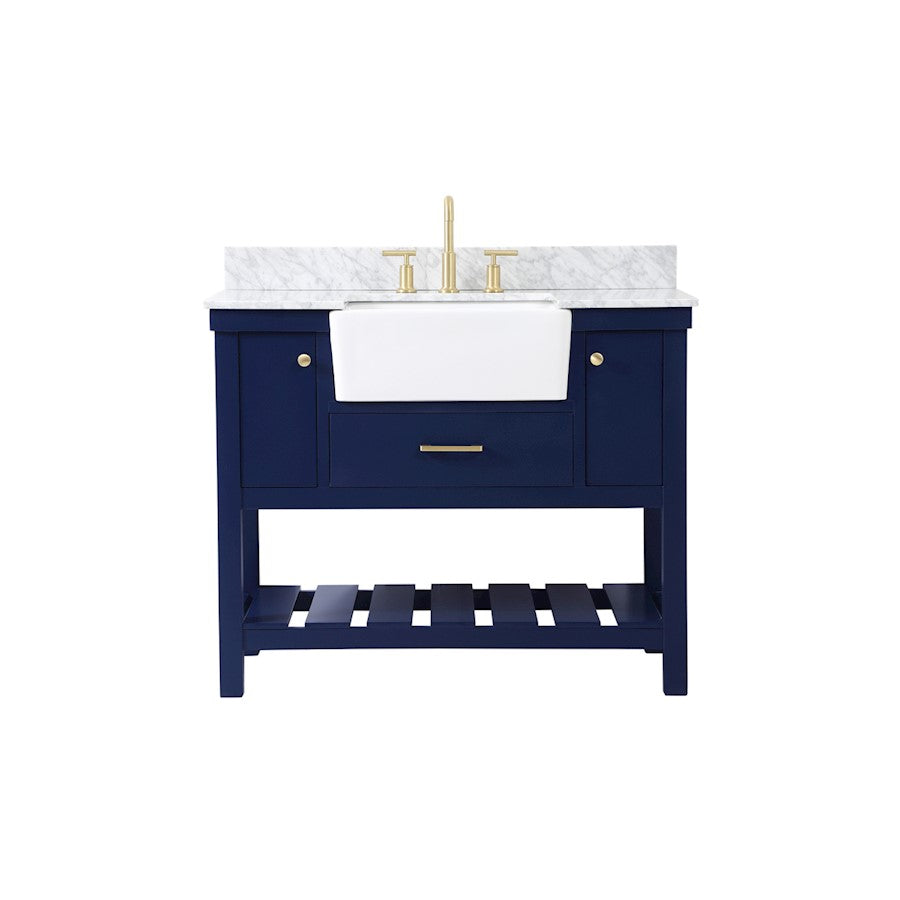 Elegant Clement 42" Single Bathroom Vanity, Blue/Backsplash - VF60142BL-BS