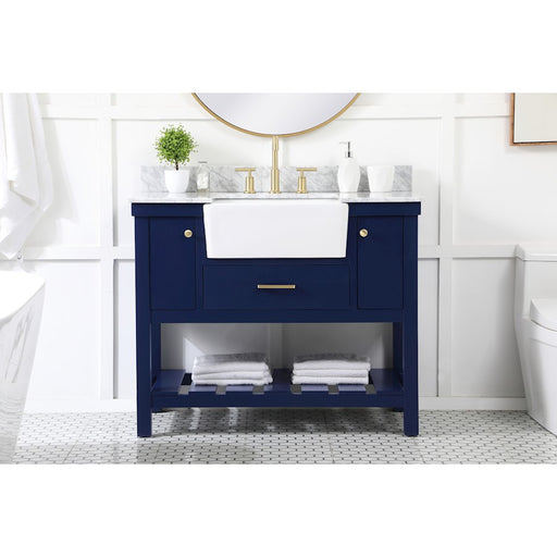 Elegant Clement 42" Single Bathroom Vanity, Blue/Backsplash