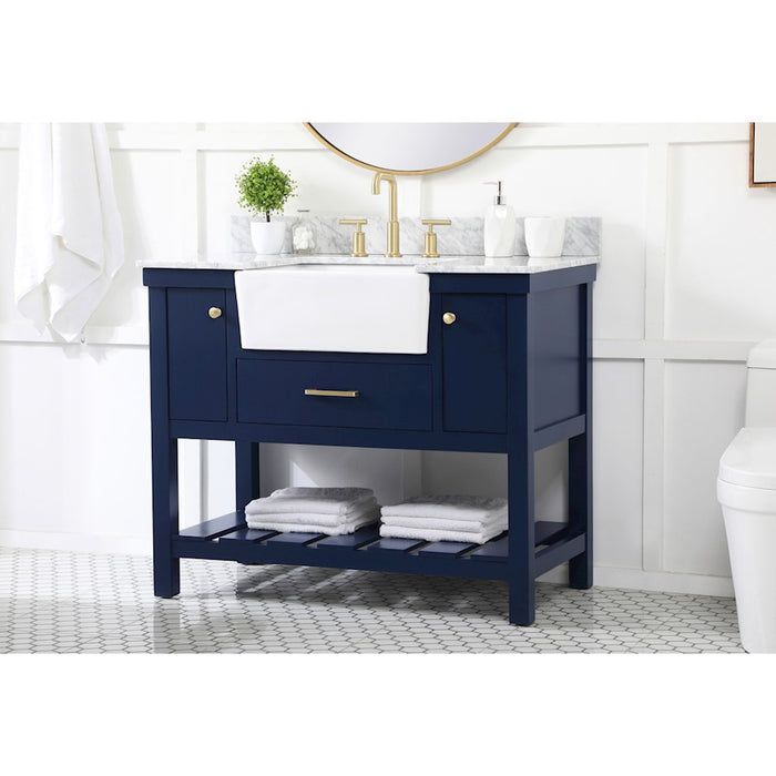 Elegant Clement 42" Single Bathroom Vanity, Blue/Backsplash
