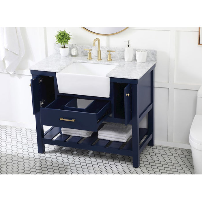 Elegant Clement 42" Single Bathroom Vanity, Blue/Backsplash