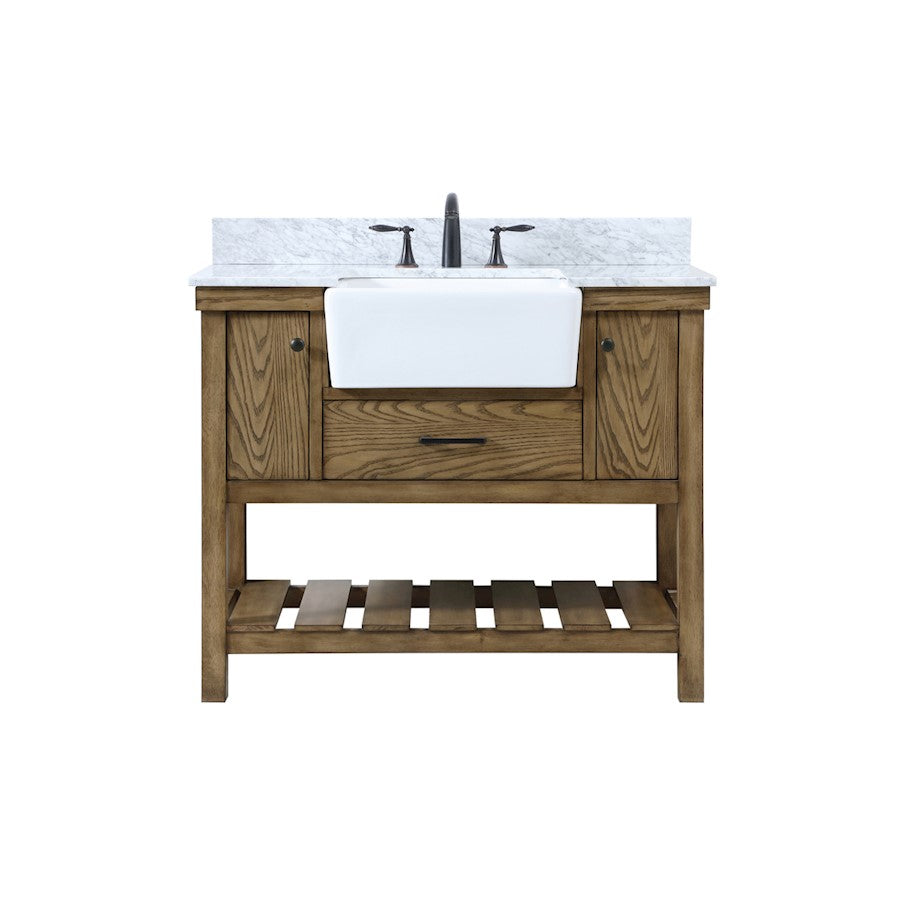 Elegant Clement 42" Single Bathroom Vanity, Driftwood/Backsplash - VF60142DW-BS
