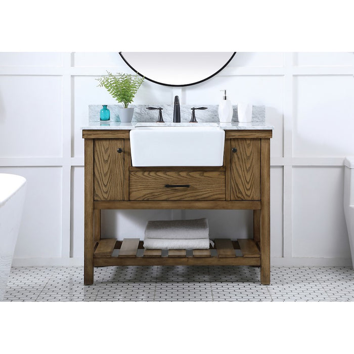 Elegant Clement 42" Single Bathroom Vanity, Driftwood/Backsplash