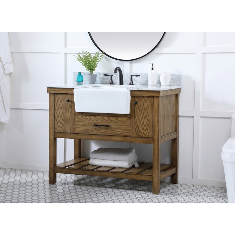 Elegant Clement 42" Single Bathroom Vanity, Driftwood/Backsplash