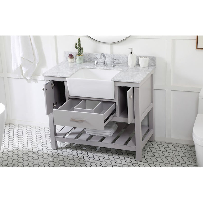 Elegant Clement 42" Single Bathroom Vanity, Grey/Backsplash