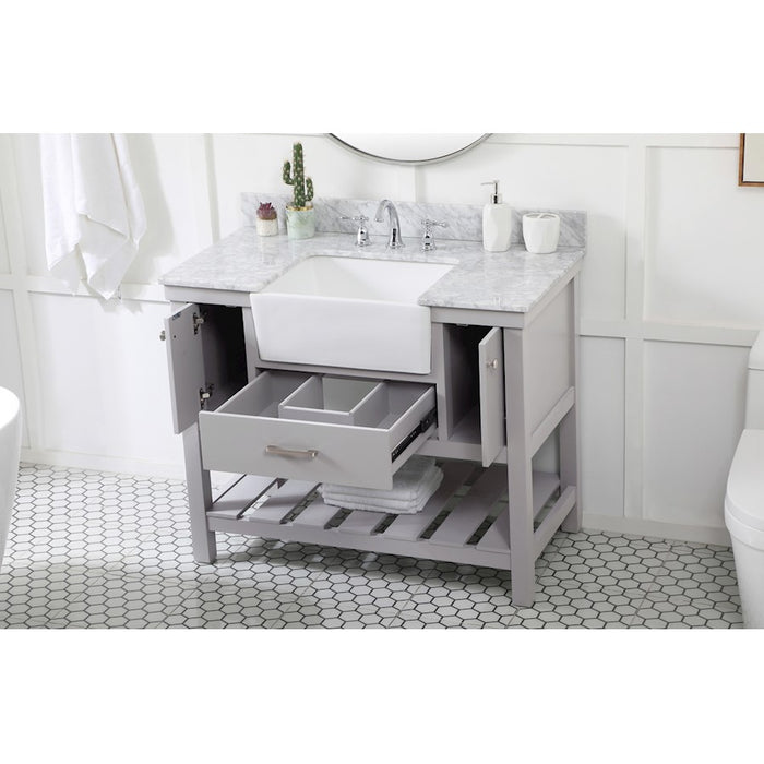 Elegant Clement 42" Single Bathroom Vanity, Grey/Backsplash