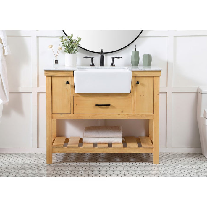 Elegant Clement 42" Single Bathroom Vanity, Natural Wood