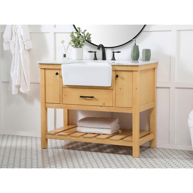 Elegant Clement 42" Single Bathroom Vanity, Natural Wood