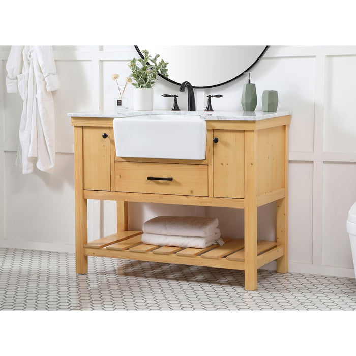 Elegant Clement 42" Single Bathroom Vanity, Natural Wood