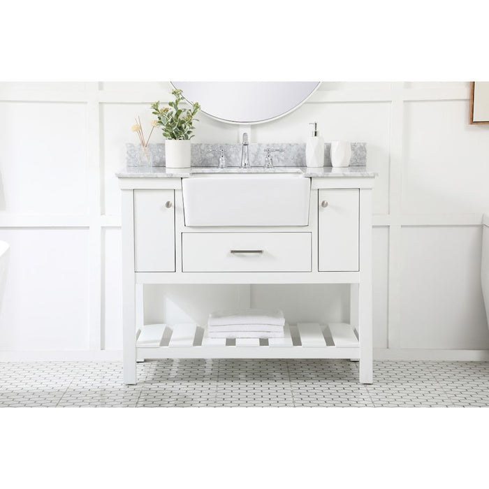 Elegant Clement 42" Single Bathroom Vanity, White/Backsplash