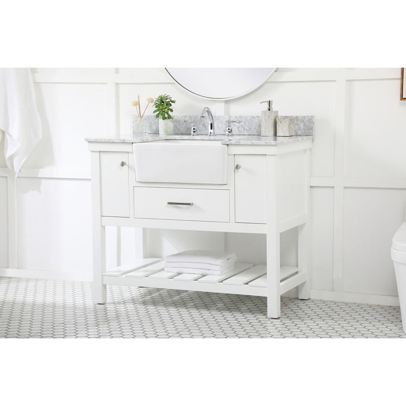 Elegant Clement 42" Single Bathroom Vanity, White/Backsplash