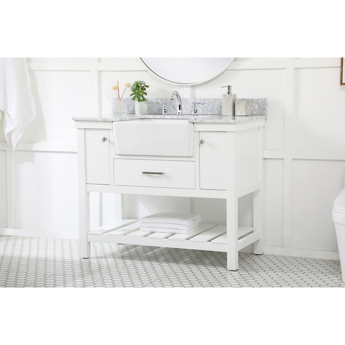 Elegant Clement 42" Single Bathroom Vanity, White/Backsplash
