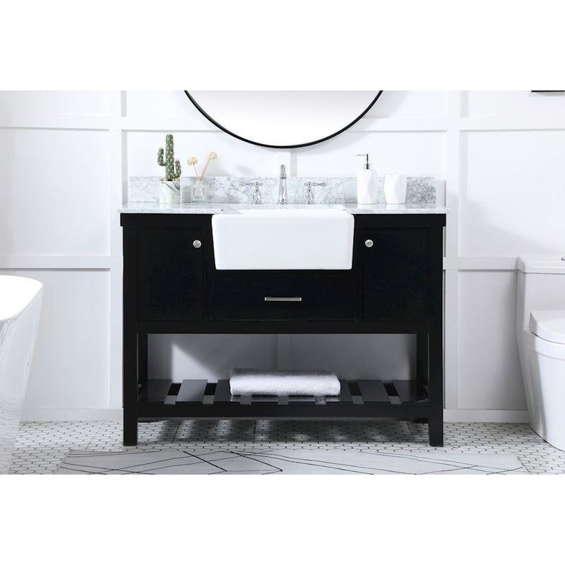 Elegant Clement 48" Single Bathroom Vanity, Black/Backsplash