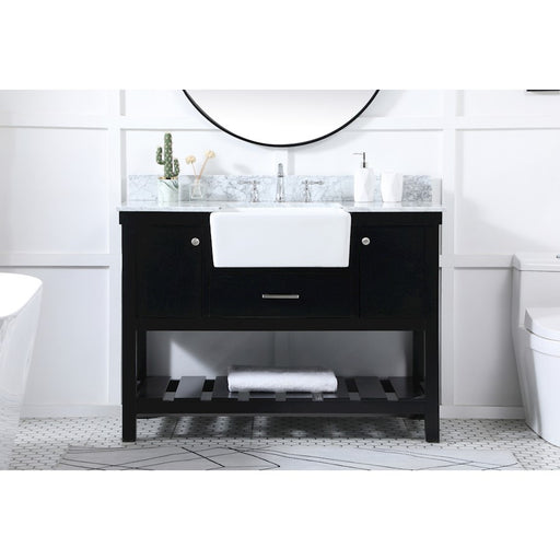 Elegant Clement 48" Single Bathroom Vanity, Black/Backsplash