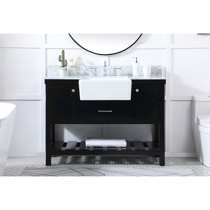 Elegant Clement 48" Single Bathroom Vanity, Black/Backsplash