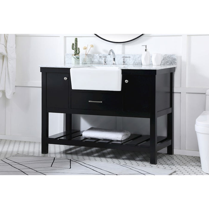 Elegant Clement 48" Single Bathroom Vanity, Black/Backsplash