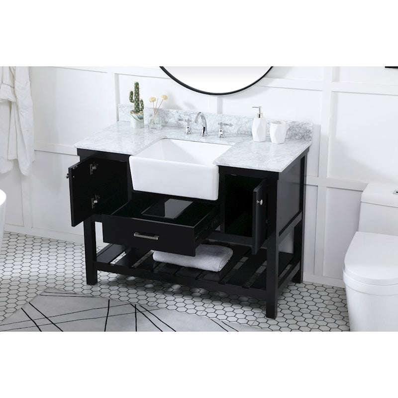 Elegant Clement 48" Single Bathroom Vanity, Black/Backsplash