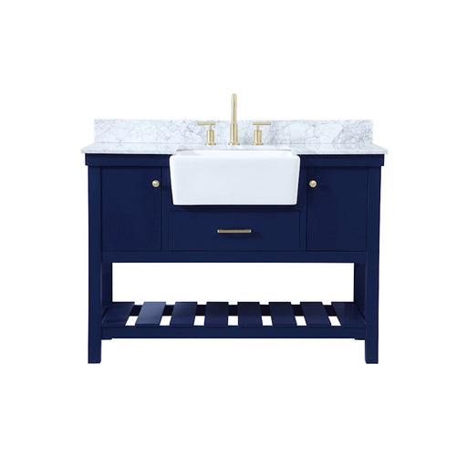 Elegant Clement 48" Single Bathroom Vanity, Blue/Backsplash - VF60148BL-BS