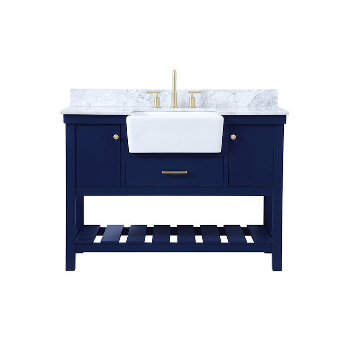Elegant Clement 48" Single Bathroom Vanity, Blue/Backsplash - VF60148BL-BS