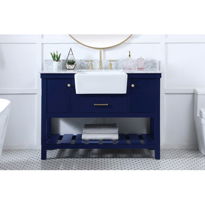 Elegant Clement 48" Single Bathroom Vanity, Blue/Backsplash