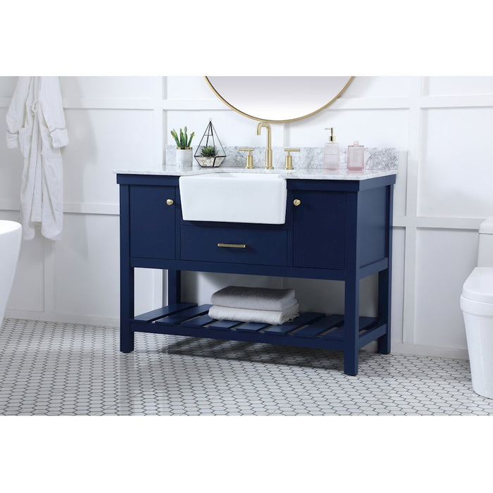 Elegant Clement 48" Single Bathroom Vanity, Blue/Backsplash