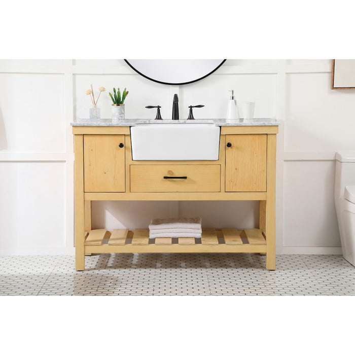 Elegant Clement 48" Single Bathroom Vanity, Natural Wood